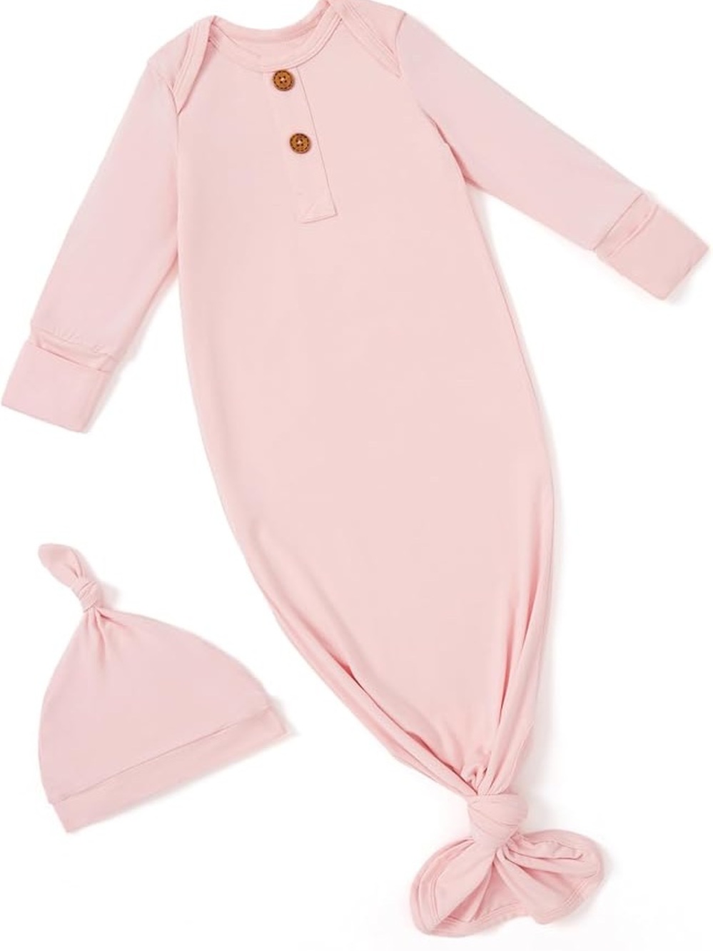 PATPAT Baby Knotted Sleeper Gown and Hat with Bamboo Viscose.  0-3 mo.  NWT